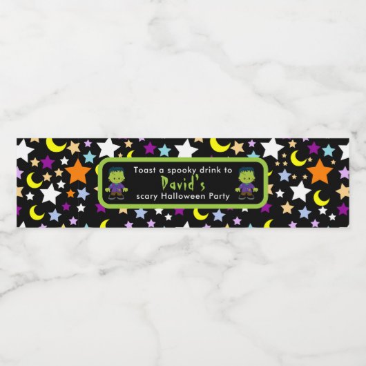 かわいいモンスターボーイハロウィーンの衣装パーティー ペットボトルラベル (シングルラベル)