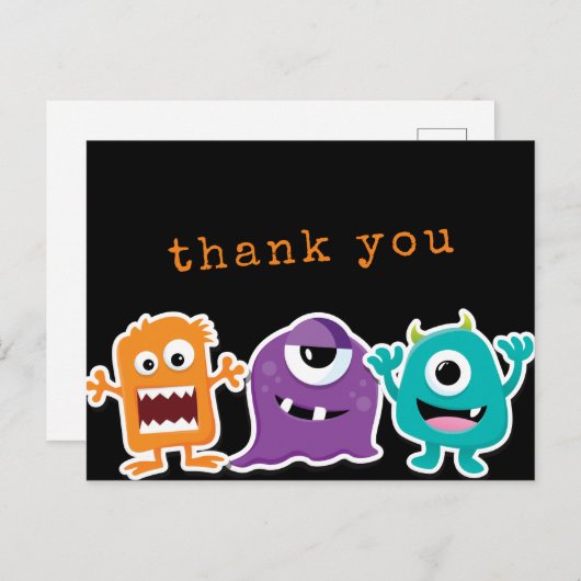 かわいいモンスターマッシュ子供の誕生日パーティーありがとう ポストカード (正面/裏面)