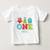 かわいいモンスターワン第1誕生日 ベビーTシャツ (正面)