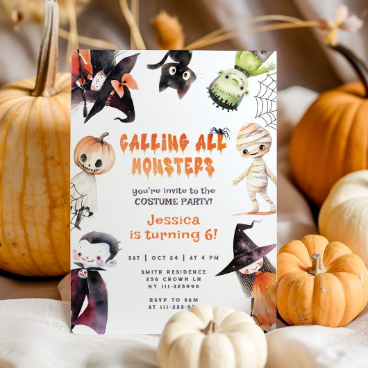 かわいいモンスター大集合 コスチュームパーティー ハロウィン 招待状