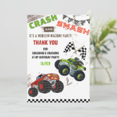かわいいモンスター機械のトラックカーの子供の誕生日男の子 サンキューカード (スタンド正面)