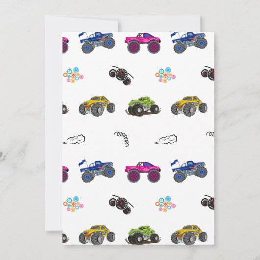 かわいいモンスター機械のトラックカーの子供の誕生日男の子 サンキューカード (裏面)