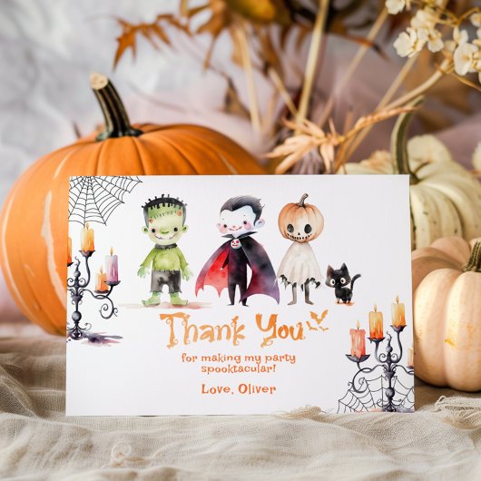 かわいいモンスター衣装パーティ ハロウィンありがとう サンキューカード