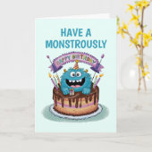 かわいいモンスター誕生日 カード (黄色い花)