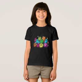 かわいいモンスター隊 カラフルな漫画のTシャツ トライブレンドＴシャツ