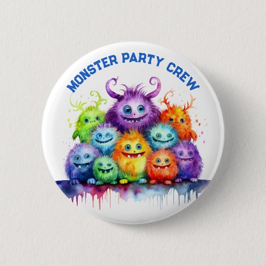 かわいいモンスター キッズの誕生日パーティークルー 缶バッジ (正面)