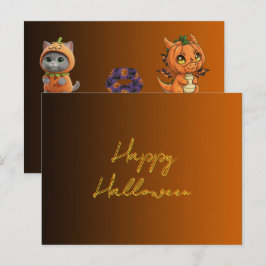 かわいいモンスター ハッピーハロウィンポストカード ポストカード
