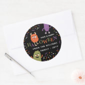 かわいいモンスター ハッピーハロウィン ラウンドシール (封筒)