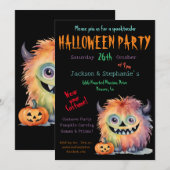 かわいいモンスター ハロウィンパーティー 衣装 招待状 (正面/裏面)