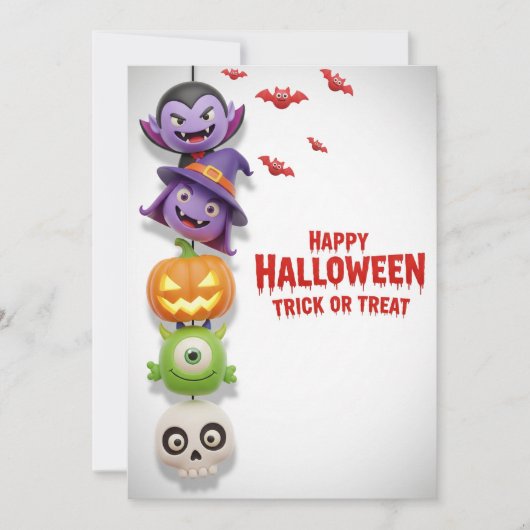 かわいいモンスター&ハローウィンパーティ招待状 招待状 (正面)