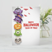 かわいいモンスター&ハローウィンパーティ招待状 招待状 (スタンド正面)