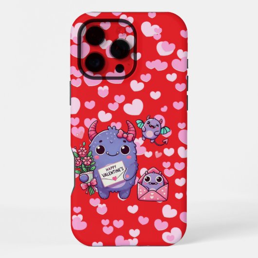 かわいいモンスター バレンタインデー  iPhoneケース (裏面)