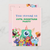 かわいいモンスター パーティー キッズ 誕生日 ポストカード (正面/裏面)
