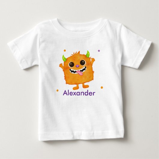かわいいモンスター 名入れ ベビー 幼児用Tシャツ ベビーTシャツ (正面)