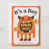 かわいいモンスター「男の子だ」赤ちゃんシャワー招待状 招待状 (正面)