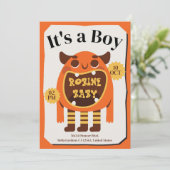 かわいいモンスター「男の子だ」赤ちゃんシャワー招待状 招待状 (スタンド正面)