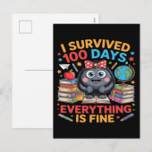 かわいいモンスターTシャツ 100日生き残ったよ シーズンポストカード (正面/裏面)