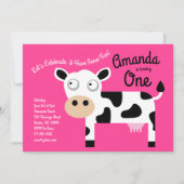 かわいいモーウシキッズ1歳の誕生日パーティの招待状 招待状 (正面)