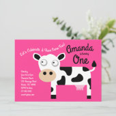 かわいいモーウシキッズ1歳の誕生日パーティの招待状 招待状 (スタンド正面)