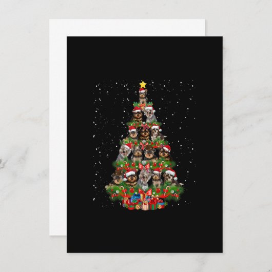 かわいいモーキードッグクリスマスツリーギフトデコールクリスマスTr 招待状 (正面/裏面)