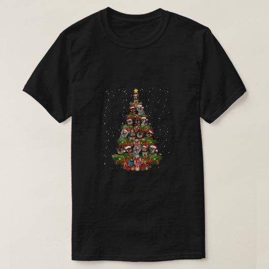 かわいいモーキードッグクリスマスツリーギフトデコールクリスマスTr Tシャツ (デザイン正面)