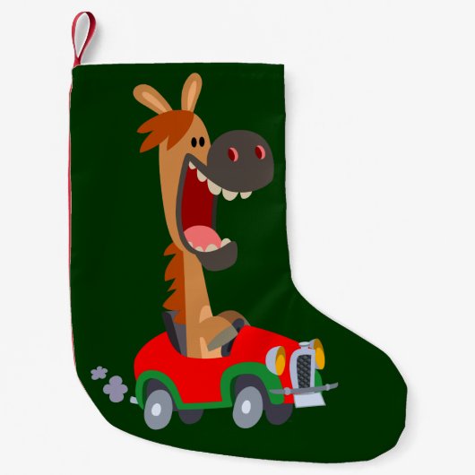 かわいいモーター付き漫画の馬クリスマスストッキング スモールクリスマスストッキング (正面)
