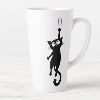 かわいいモード ブラックキャットのミニマリスト壁アート プリント可能 カフェラテマグ
