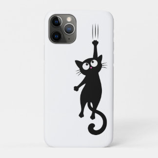 かわいいモード ブラックキャットのミニマリスト壁アート プリント可能 iPhone 11 PROケース
