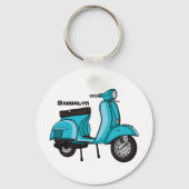 かわいいモープオートバイカートゥーンイラストレーション キーホルダー (正面)