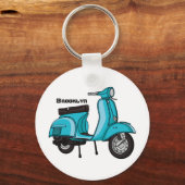 かわいいモープオートバイカートゥーンイラストレーション キーホルダー (正面)