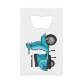 かわいいモープオートバイカートゥーンイラストレーション クレジットカード栓抜き (正面)