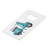 かわいいモープオートバイカートゥーンイラストレーション クレジットカード栓抜き (正面アングル)