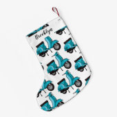 かわいいモープオートバイカートゥーンイラストレーション スモールクリスマスストッキング (裏面 (吊り時))