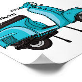 かわいいモープオートバイカートゥーンイラストレーション ポスター (角)