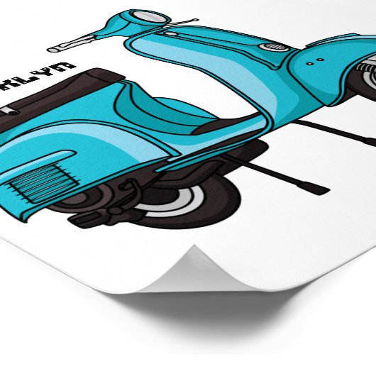 かわいいモープオートバイカートゥーンイラストレーション ポスター (角)