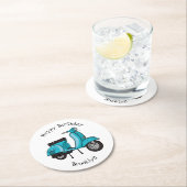 かわいいモープオートバイカートゥーンイラストレーション ラウンドペーパーコースター (インサイチュ)