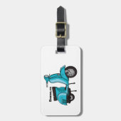 かわいいモープオートバイカートゥーンイラストレーション ラゲッジタグ (正面縦)