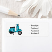 かわいいモープオートバイカートゥーンイラストレーション ラベル (インサイチュ)