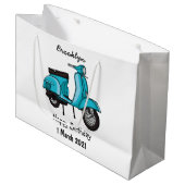 かわいいモープオートバイカートゥーンイラストレーション ラージペーパーバッグ (正面アングル)