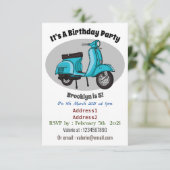 かわいいモープオートバイカートゥーンイラストレーション 招待状 (スタンド正面)