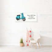 かわいいモープオートバイカートゥーンイラストレーション 横断幕 (インサイチュ)