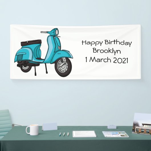 かわいいモープオートバイカートゥーンイラストレーション 横断幕 (トレードショー)