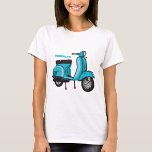 かわいいモープオートバイカートゥーンイラストレーション Tシャツ