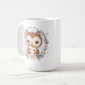 かわいいモーミフクロウ妊娠のお知らせ コーヒーマグカップ (正面左)