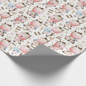 かわいいモー水モー色の牛とミルク ラッピングペーパー (角)