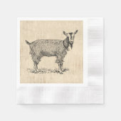 かわいいヤギとベルイラストレーションアンティークスクリプト 縁ありカクテルナプキン (正面)