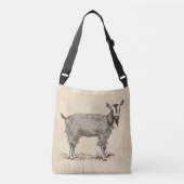 かわいいヤギとベルイラストレーションアンティーク台 クロスボディバッグ (正面)