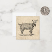 かわいいヤギとベルイラストレーションアンティーク台 ノートカード (正面/裏面インサイチュ)