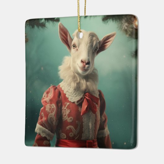 かわいいヤギのオーナメントデコール、ヤギ愛好家への贈り物 セラミックオーナメント (左)