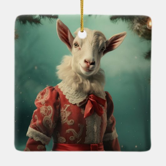 かわいいヤギのオーナメントデコール、ヤギ愛好家への贈り物 セラミックオーナメント (裏面)